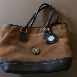 Dooney and bourke leather and suede shoulder bag